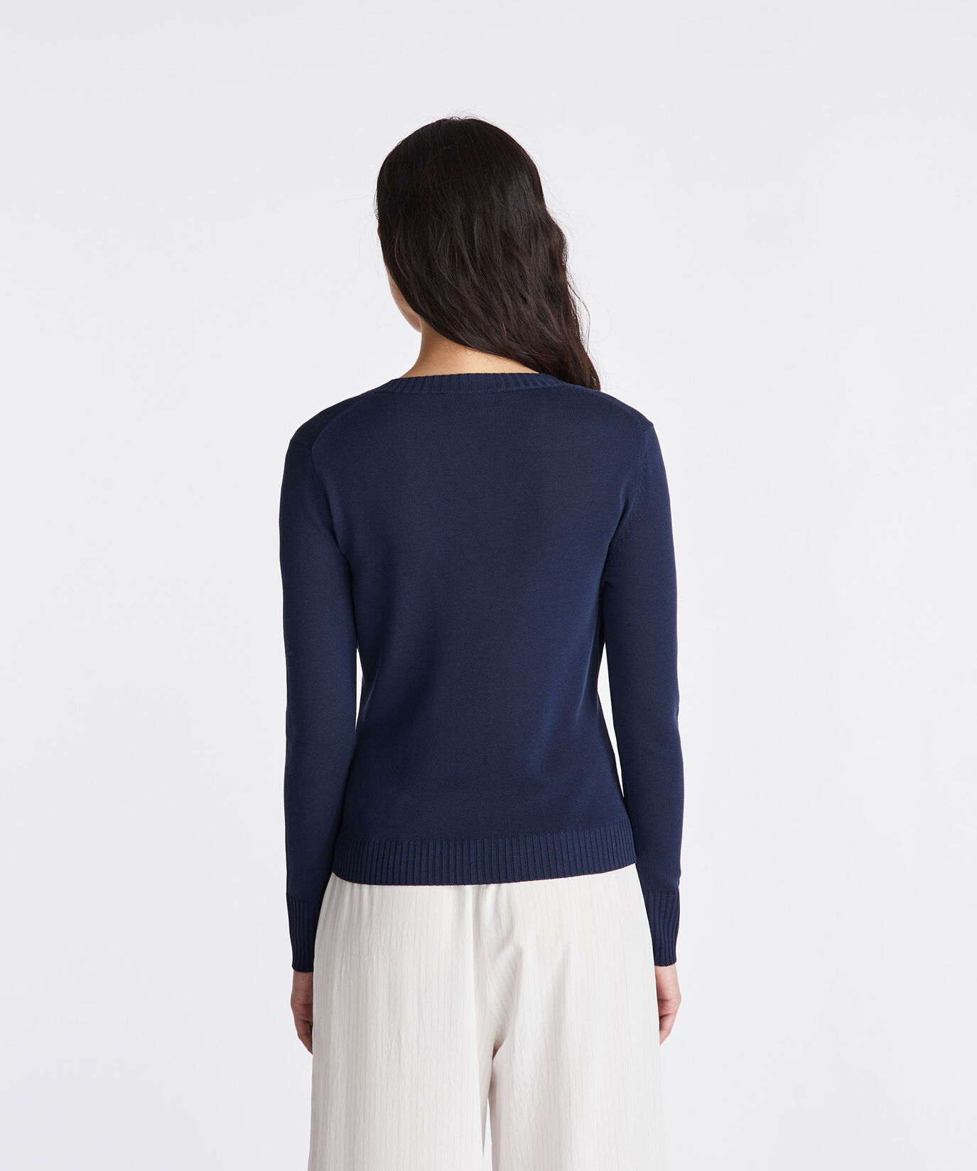 Pull tricot avec col en V en viscose m&eacute;lang&eacute;e  Peuterey - large