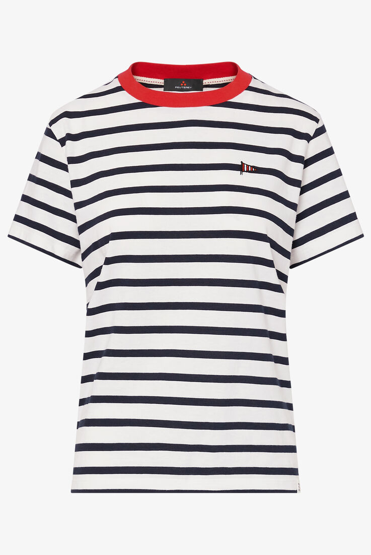 Gestreiftes T-Shirt mit kontrastfarbenem Kragen  Peuterey - still-fondo-neutro