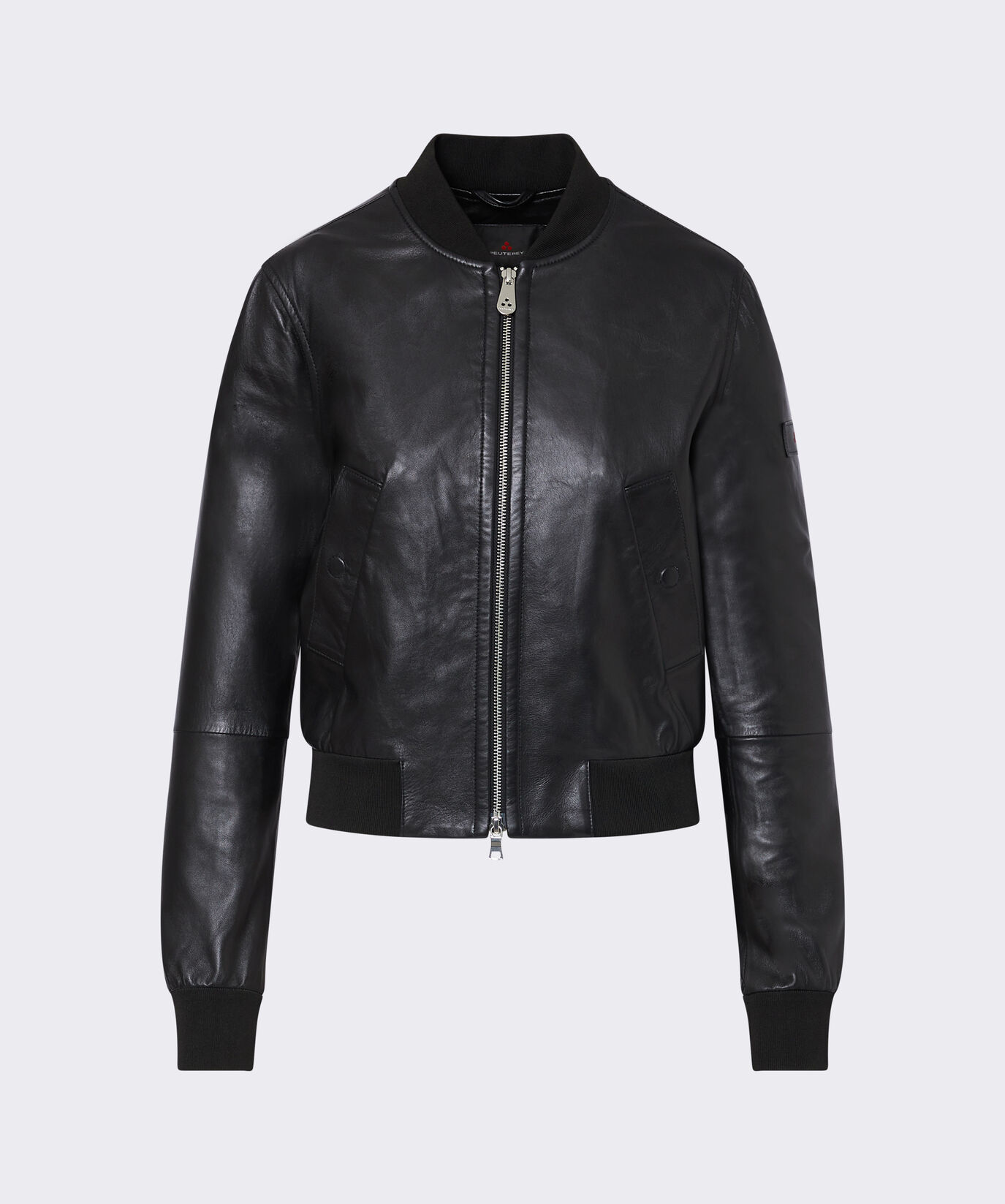 Blouson en cuir nappa teint avec d&eacute;tails en maille  Peuterey - large