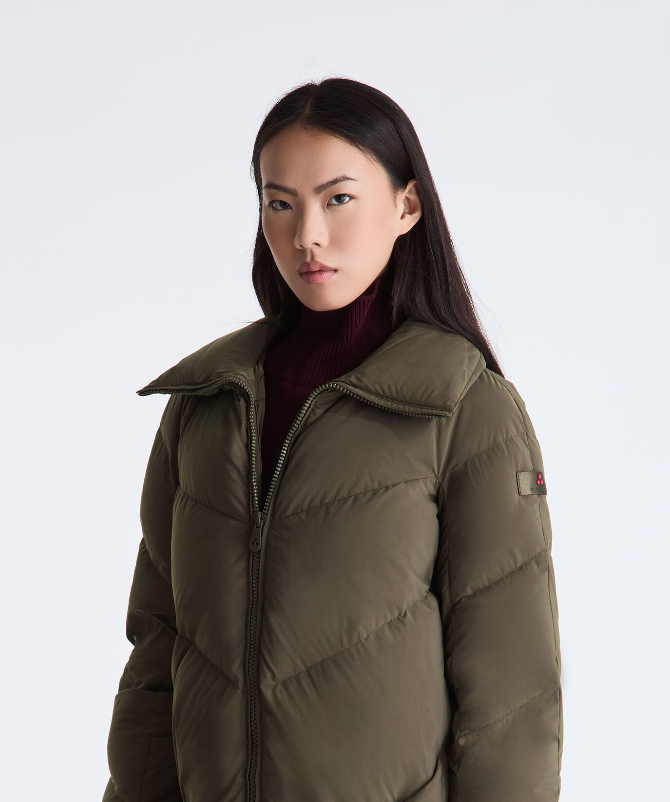 Long Down Jacket with Chevron Quilting and Fur Edging  Peuterey - large