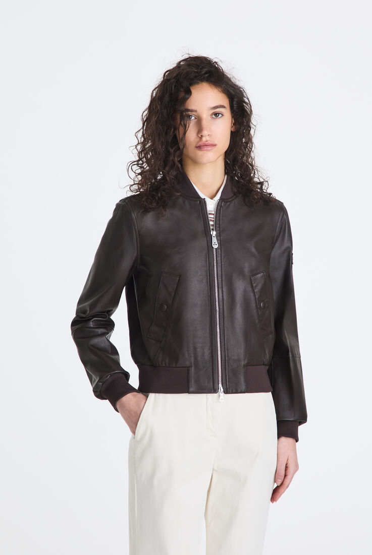 Blouson en cuir nappa teint avec d&eacute;tails en maille  Peuterey - medium