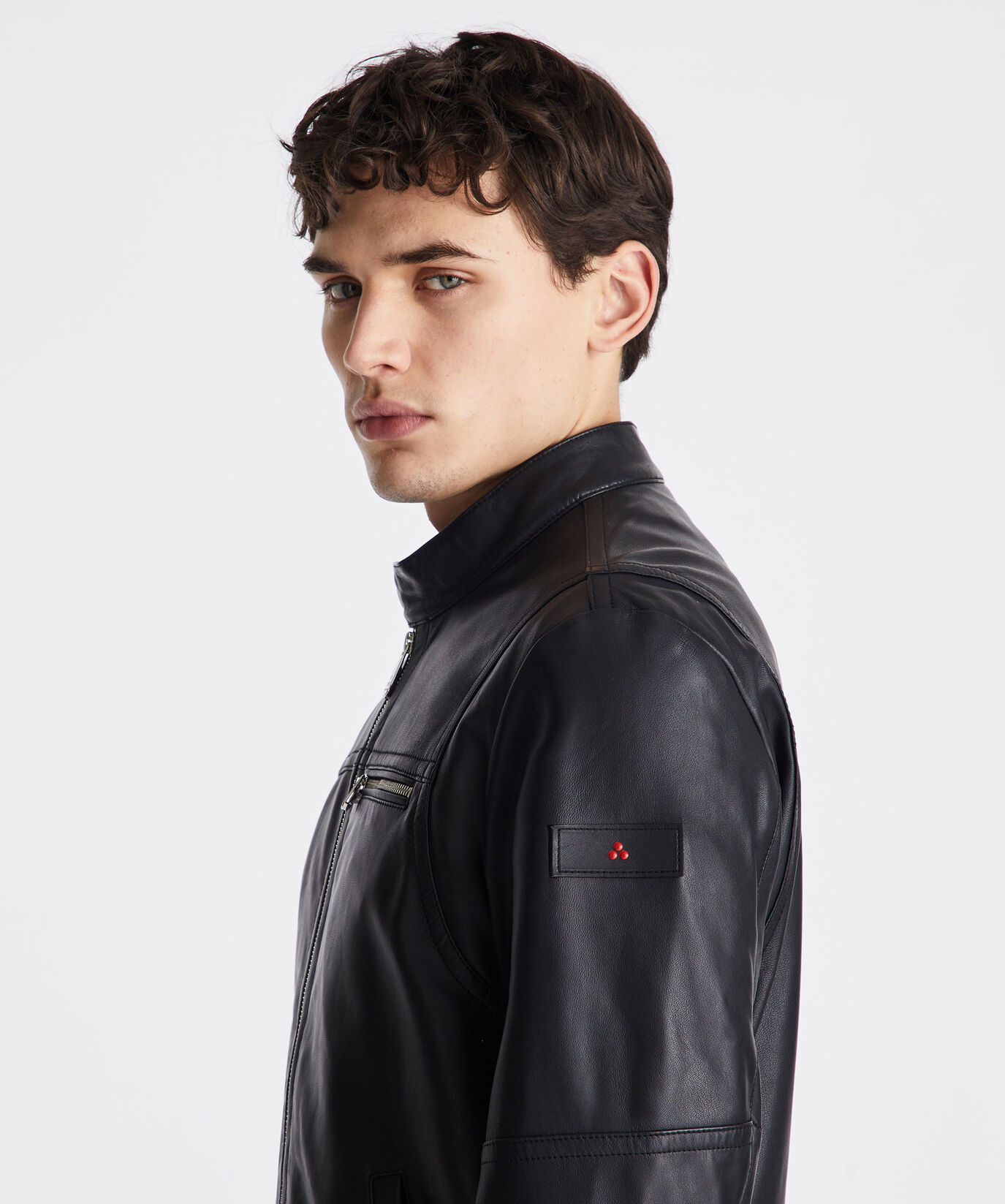 Leather biker jacket with chest pockets  Peuterey - large