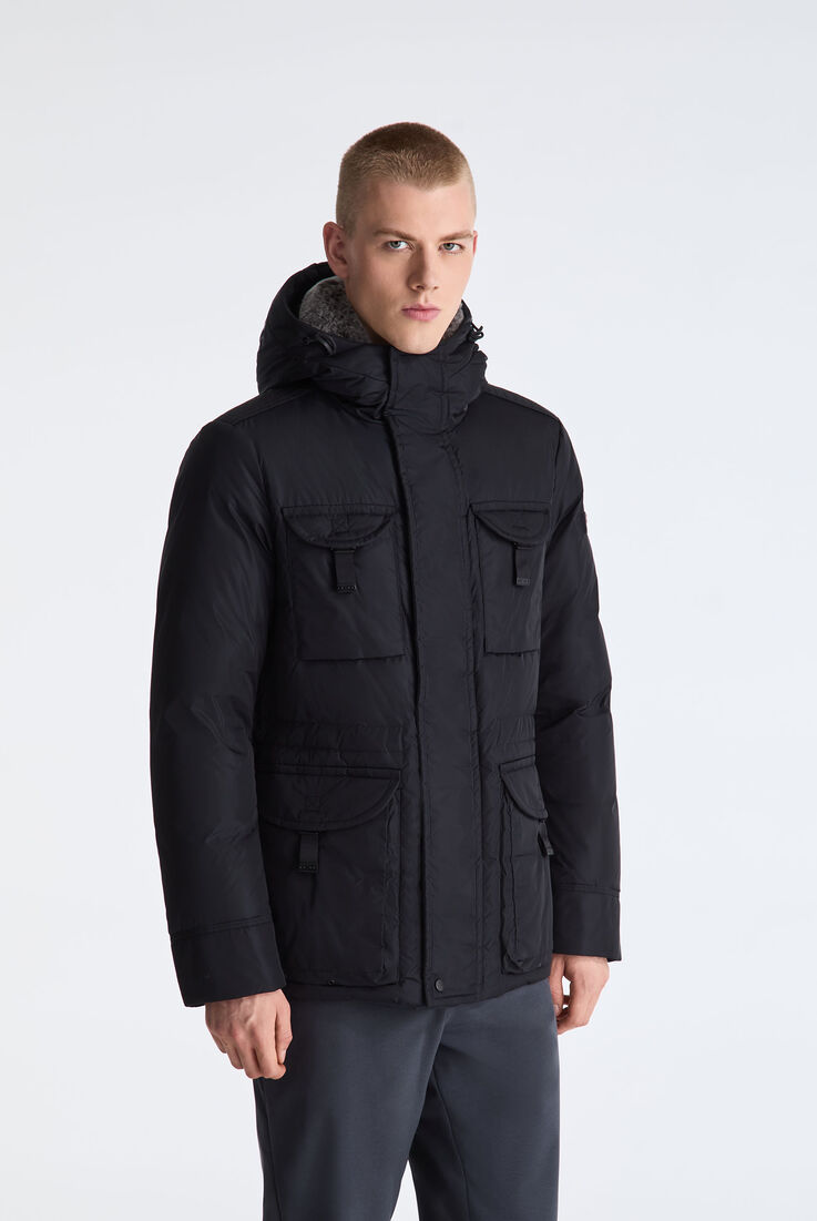 Field jacket in taffet&agrave; con cappuccio in pelliccia  Peuterey - medium
