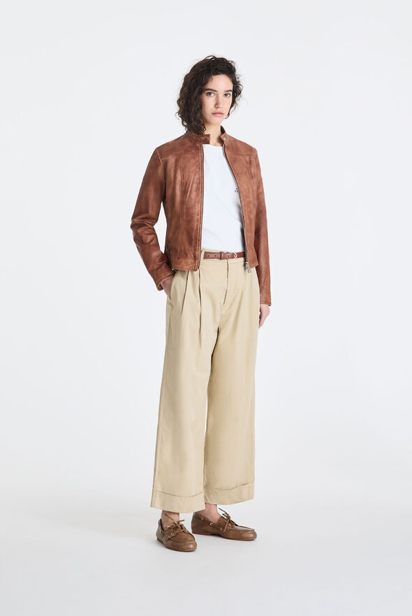 Worn-effect leather biker jacket  Peuterey - medium