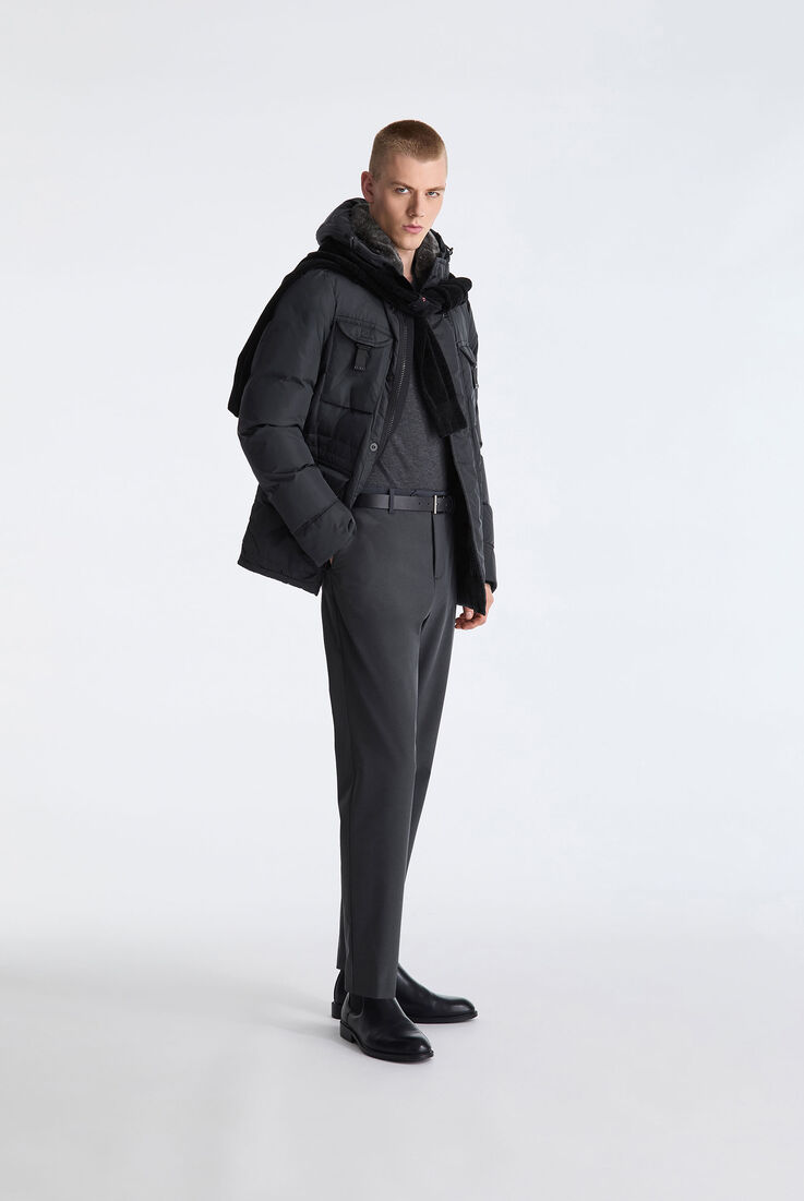 Chaqueta guerrera de tafet&aacute;n con capucha con pelo  Peuterey - medium