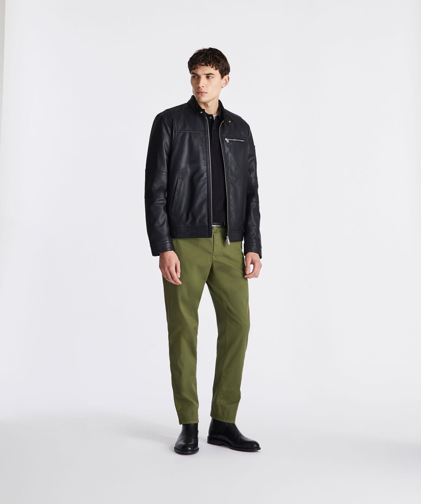 Leather biker jacket with chest pockets  Peuterey - large image number 0