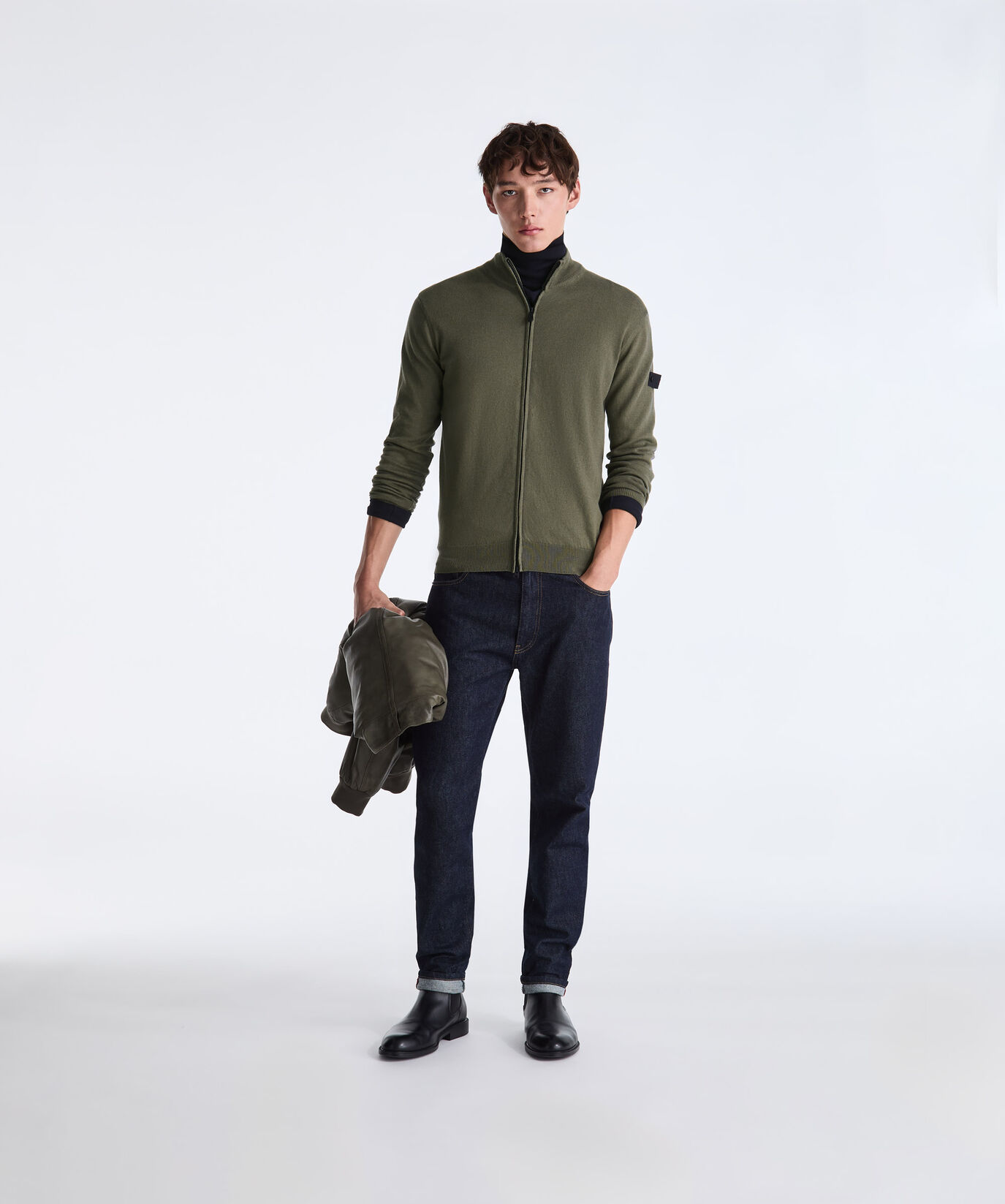Wool and Cotton Blend Sweater with Central Zip  Peuterey - large image number 0