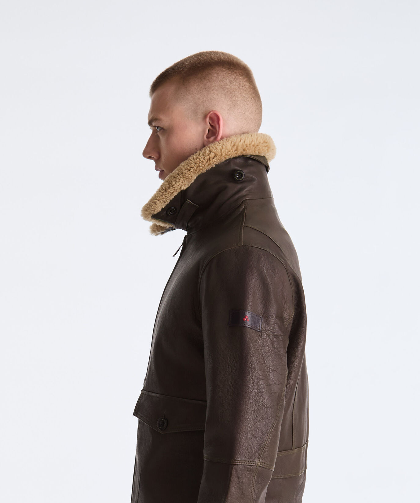 Wool Jersey and Leather Bomber Jacket  Peuterey - large