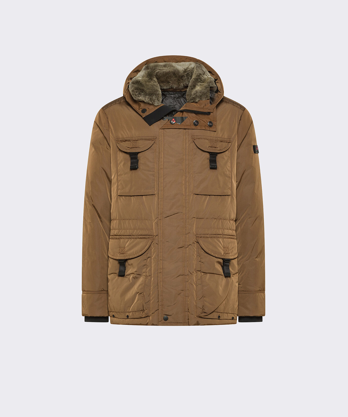Chaqueta guerrera de tafet&aacute;n con capucha con pelo  Peuterey - large