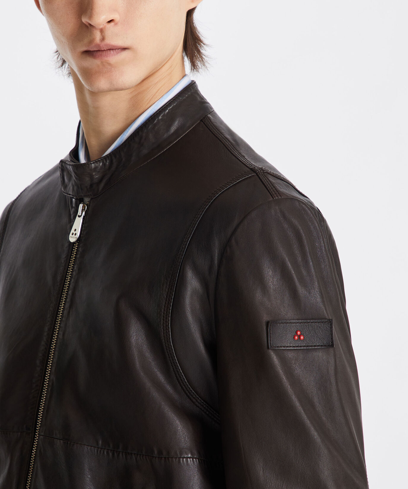 Leather bomber jacket with elastic jersey details  Peuterey - large