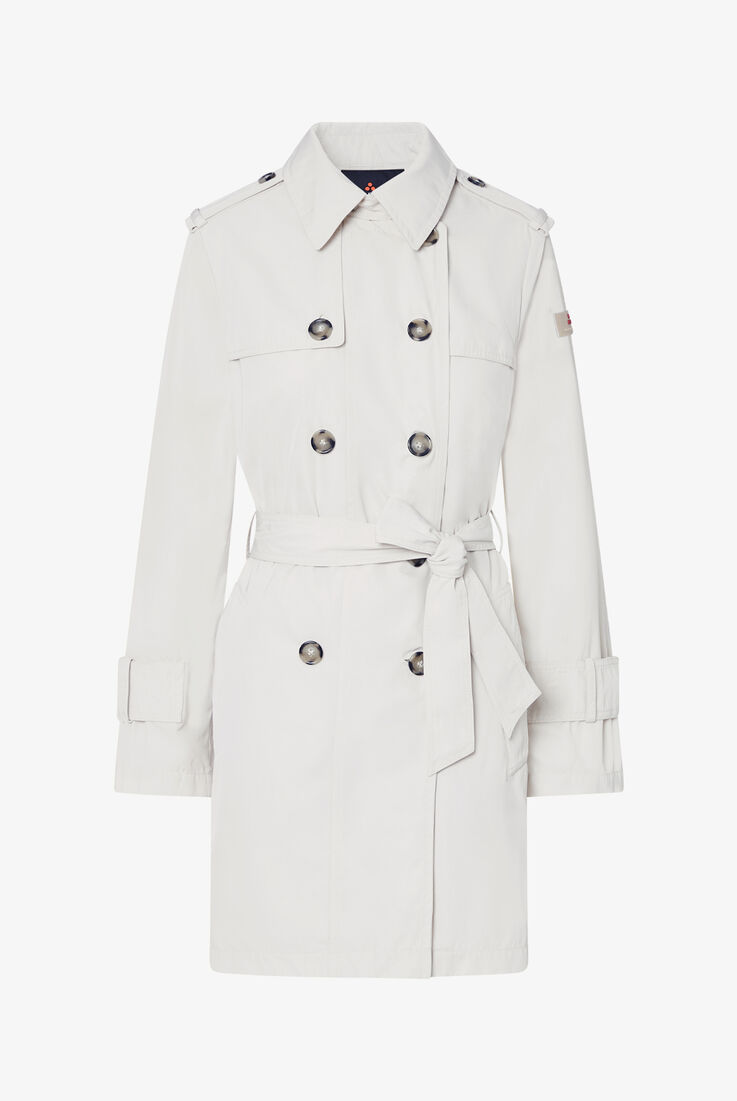 Gabardina de tafet&aacute;n de doble botonadura con cintur&oacute;n  Peuterey - still-fondo-neutro