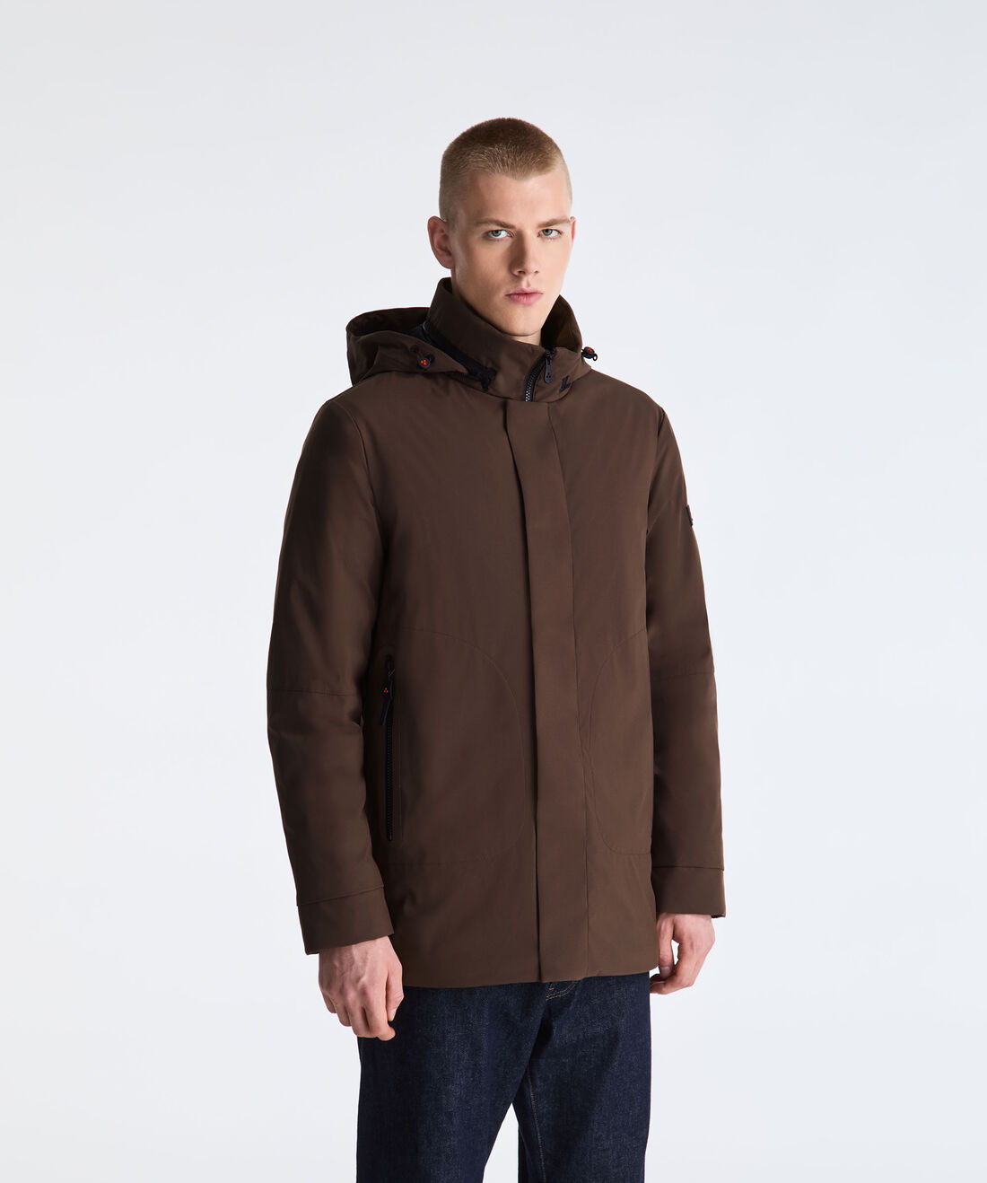 BROWN Jacket with Hidden Hood for Men | Peuterey