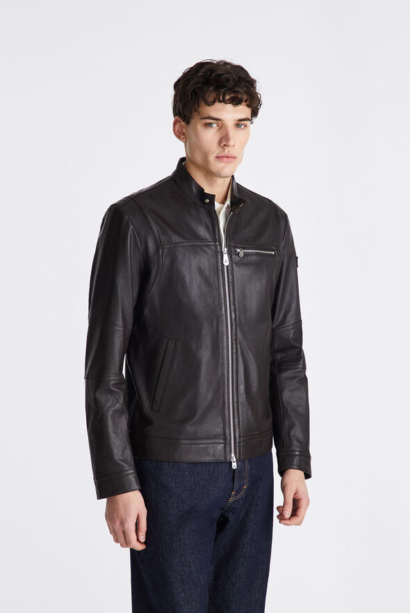 Leather biker jacket with chest pockets  Peuterey - medium