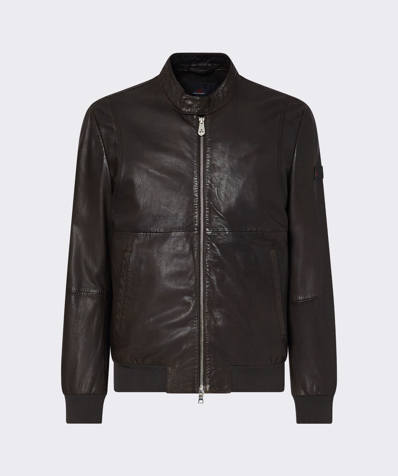 Leather bomber jacket with elastic jersey details  Peuterey - large