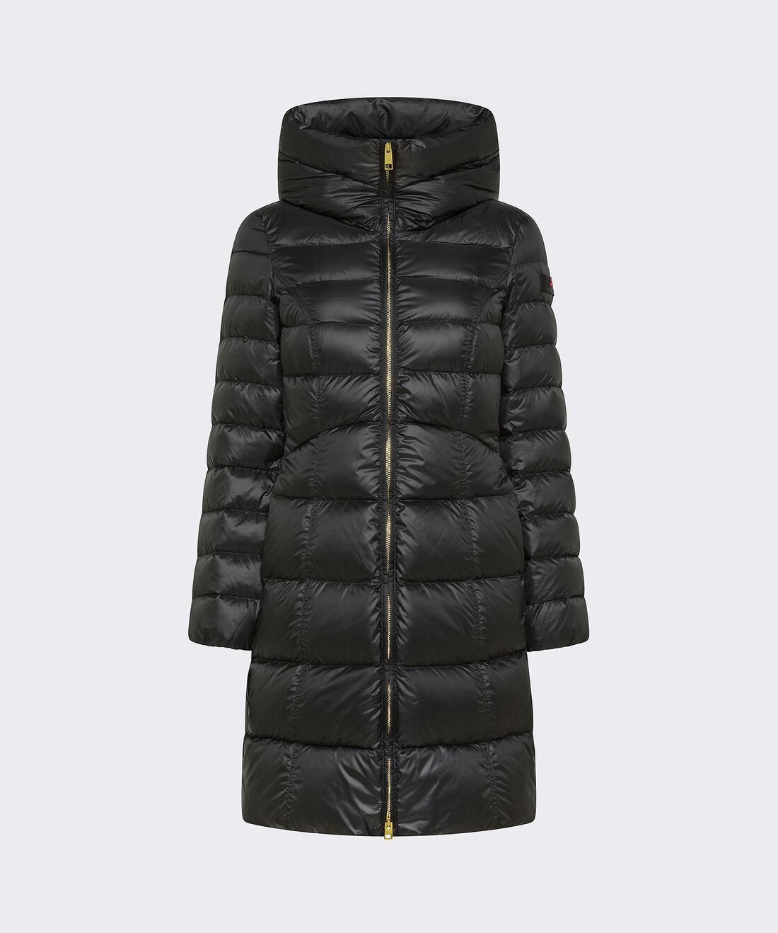 BLACK Long Down Jacket with Contoured Quilting for Women | Peuterey