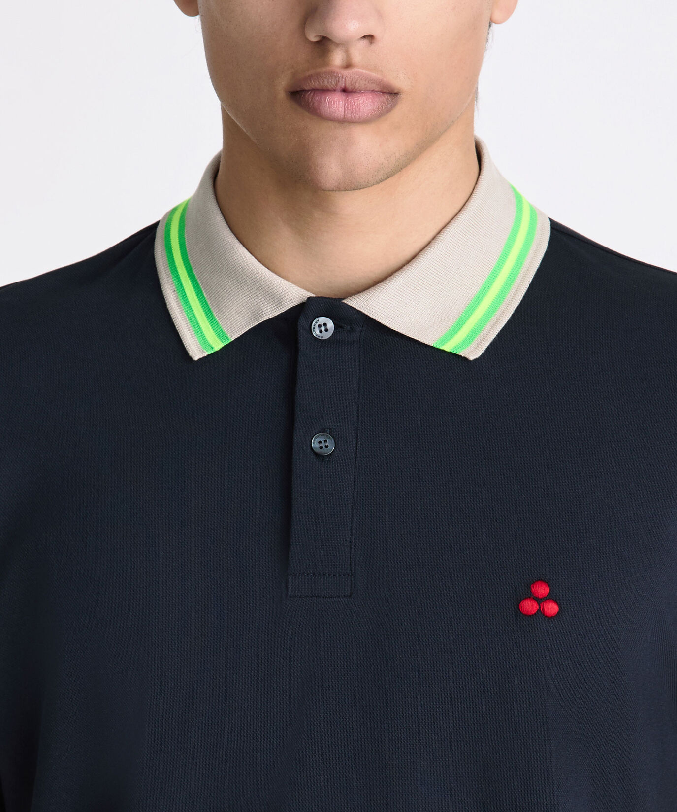 Polo en piqu&eacute; de coton stretch avec d&eacute;tails fluo  Peuterey - large