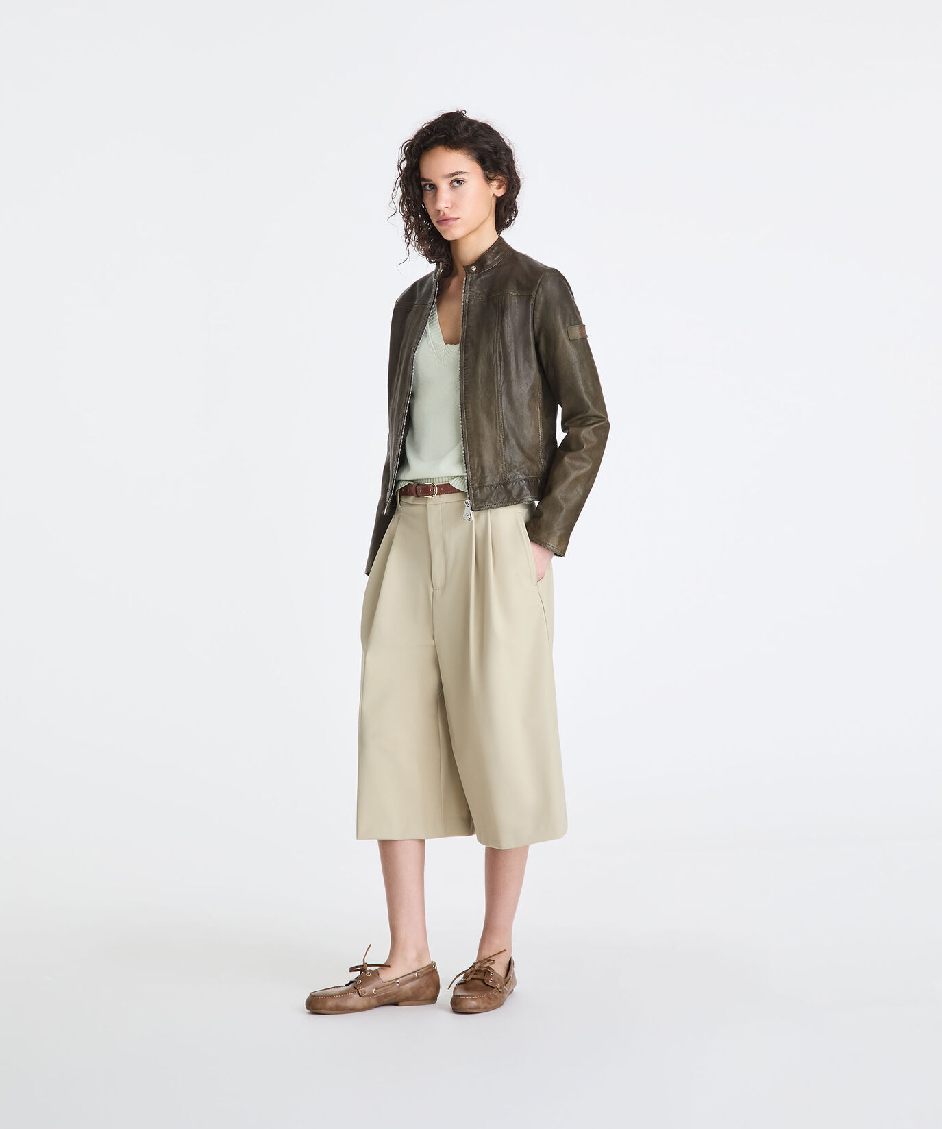 Worn-effect leather biker jacket  Peuterey - large image number 0