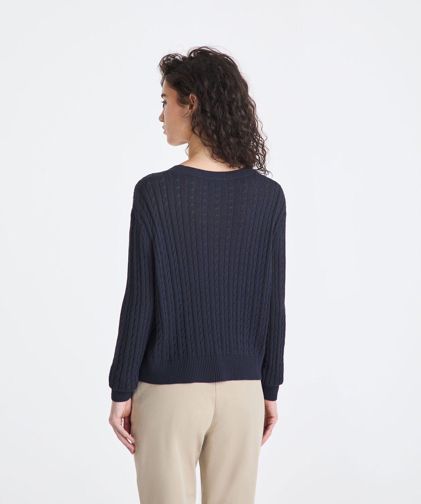 Pull &agrave; torsades avec encolure en V  Peuterey - large