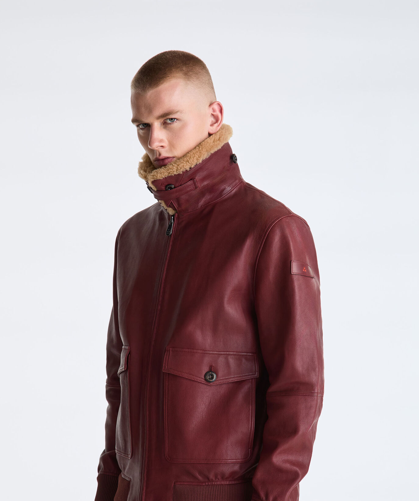 Bomberjacke aus Leder und Wolljersey  Peuterey - large