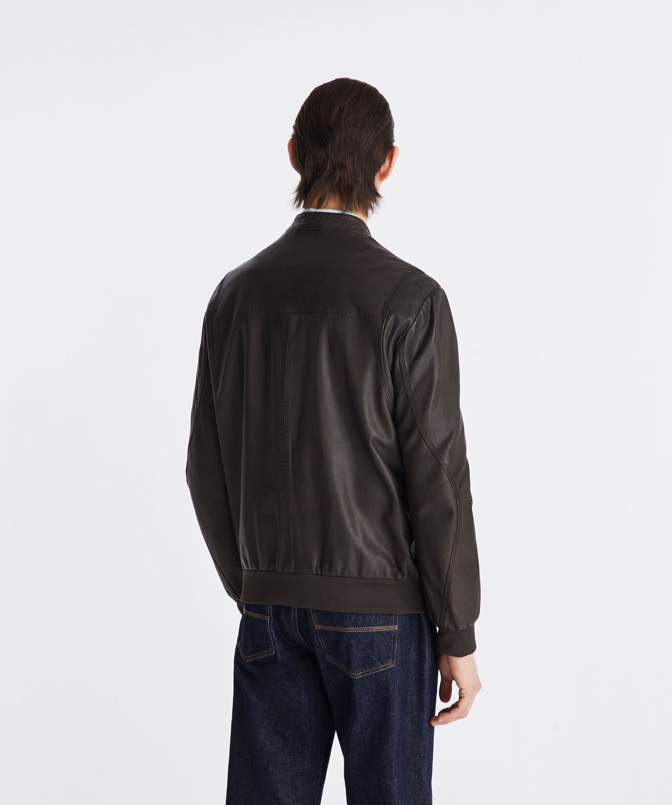 Leather bomber jacket with elastic jersey details  Peuterey - large