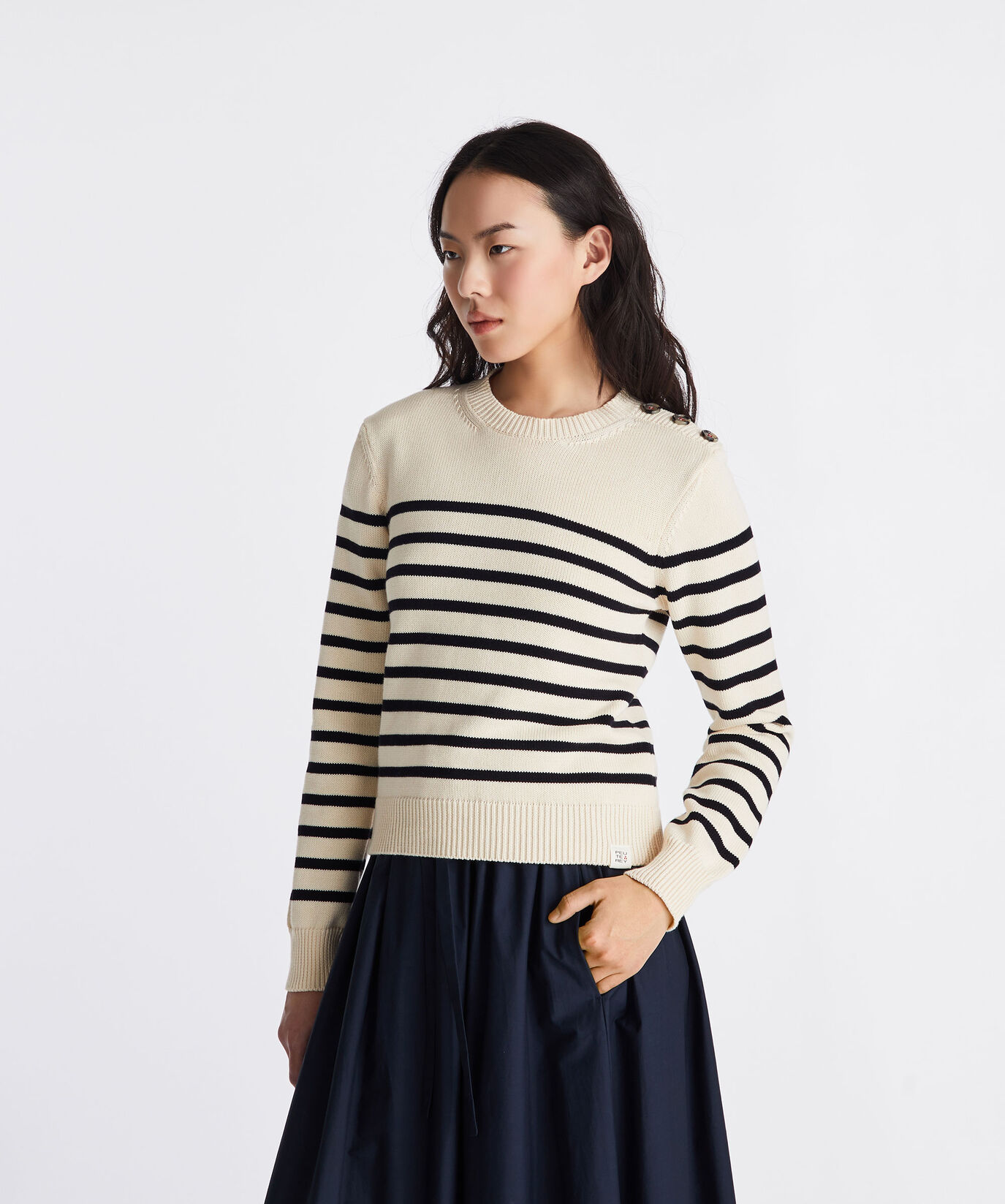 Pull en tricot de coton ray&eacute;  Peuterey - large image number 1