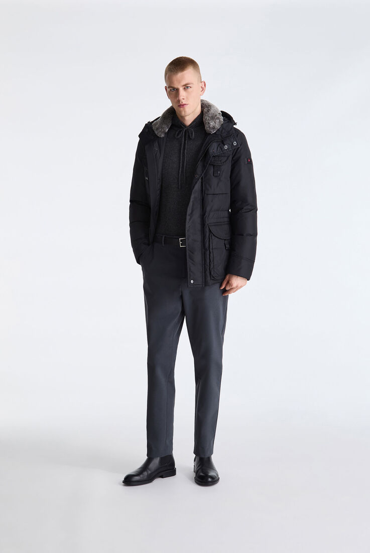 Field jacket in taffet&agrave; con cappuccio in pelliccia  Peuterey - medium