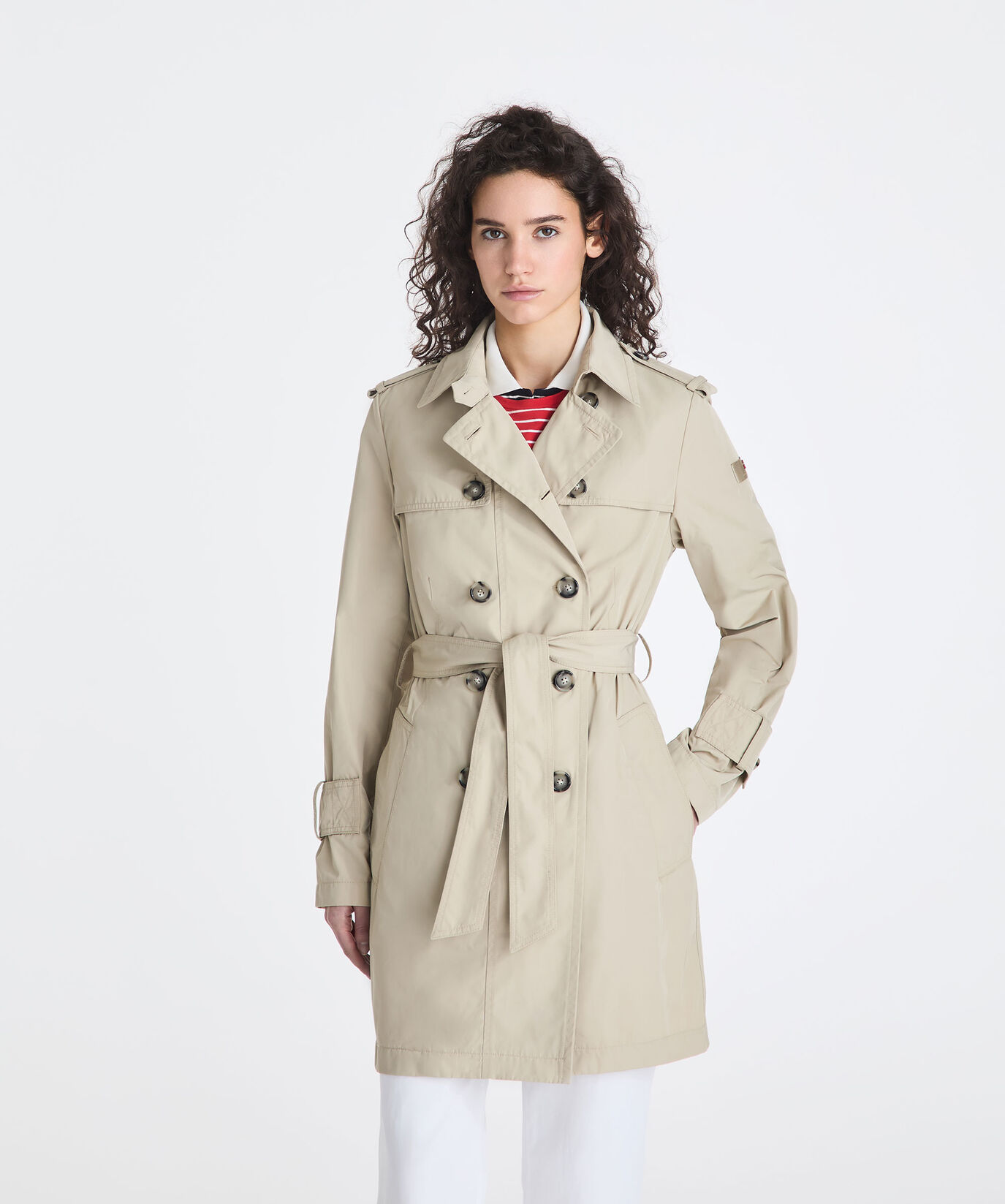 Double-breasted taffeta trench coat with belt  Peuterey - large image number 1