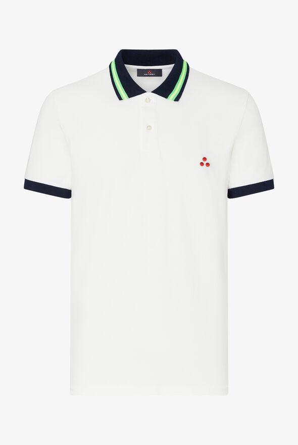 Polo in piqu&eacute; di cotone stretch con dettagli fluo  Peuterey - still-fondo-neutro