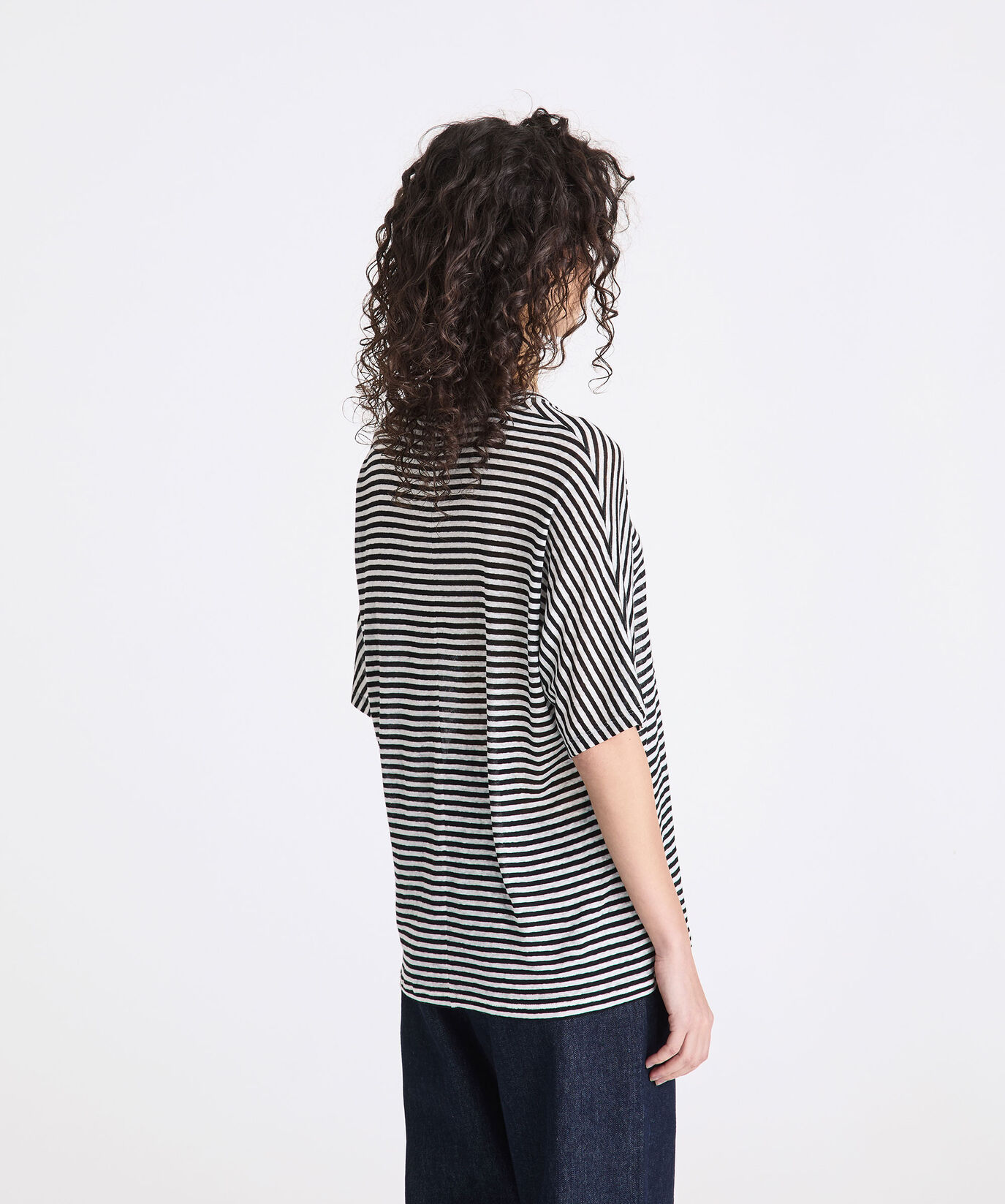 T-shirt ray&eacute; en lin m&eacute;lang&eacute;  Peuterey - large