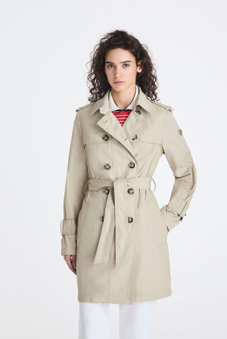 Zweireihiger Trenchcoat aus Taft mit G&uuml;rtel  Peuterey - medium