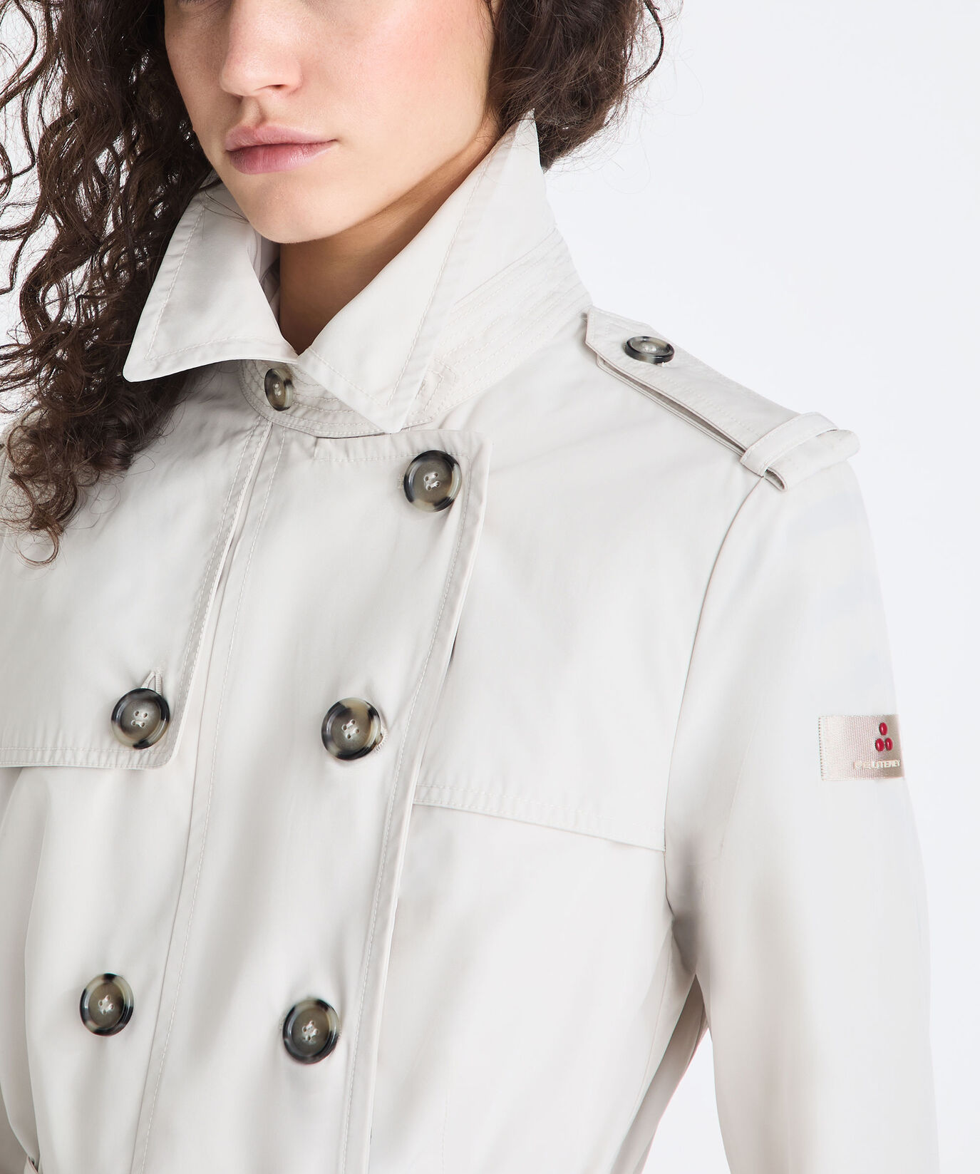 Trench doppiopetto in taffet&agrave; con cintura  Peuterey - large