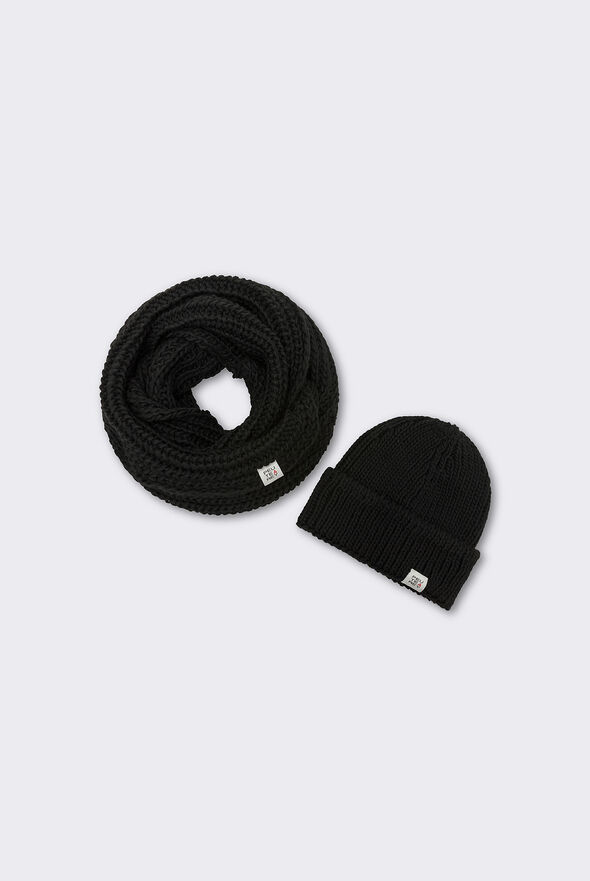 Ensemble bonnet et cache-cou en laine m&eacute;lang&eacute;e  Peuterey - medium