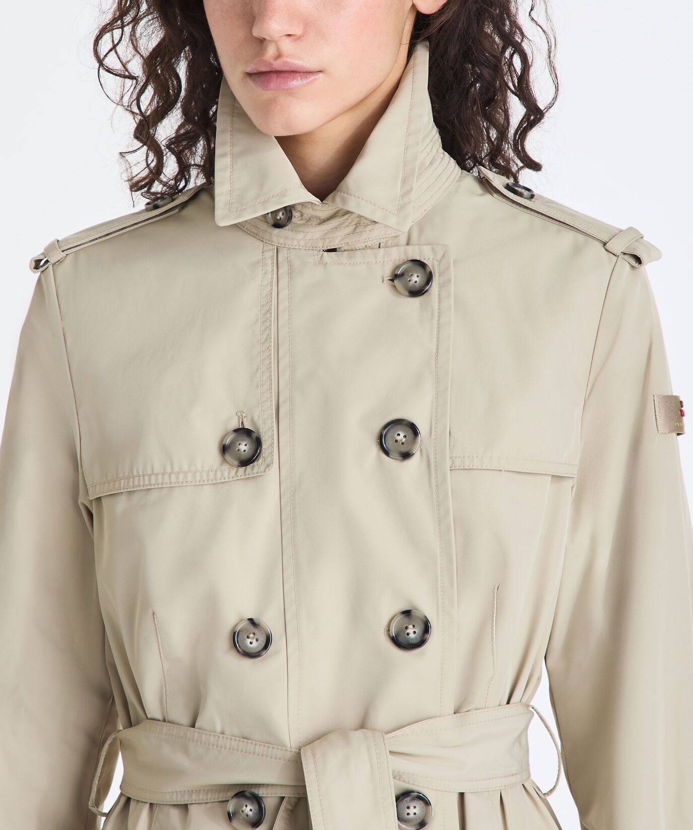 Zweireihiger Trenchcoat aus Taft mit G&uuml;rtel  Peuterey - large