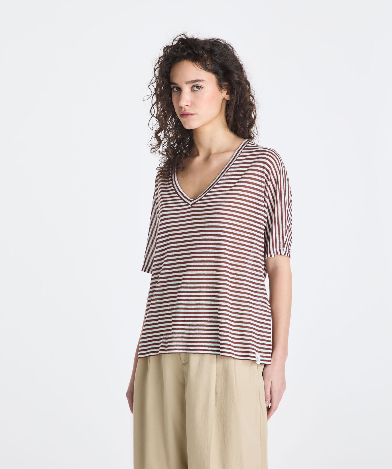 Striped V-neck T-shirt  Peuterey - large image number 1