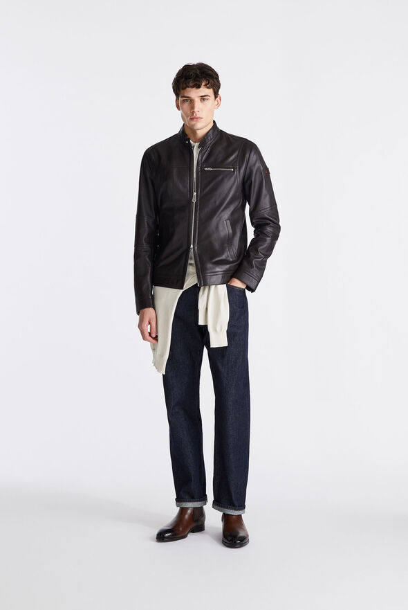 Leather biker jacket with chest pockets  Peuterey - medium