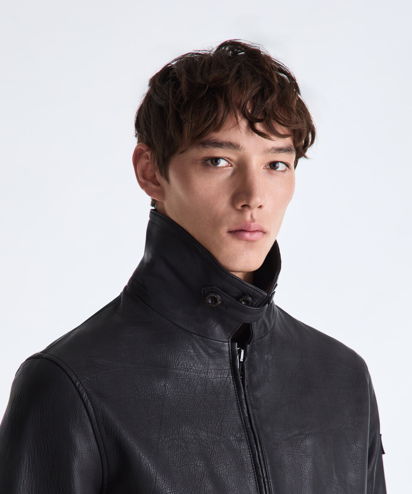 Wool Jersey and Leather Bomber Jacket  Peuterey - large