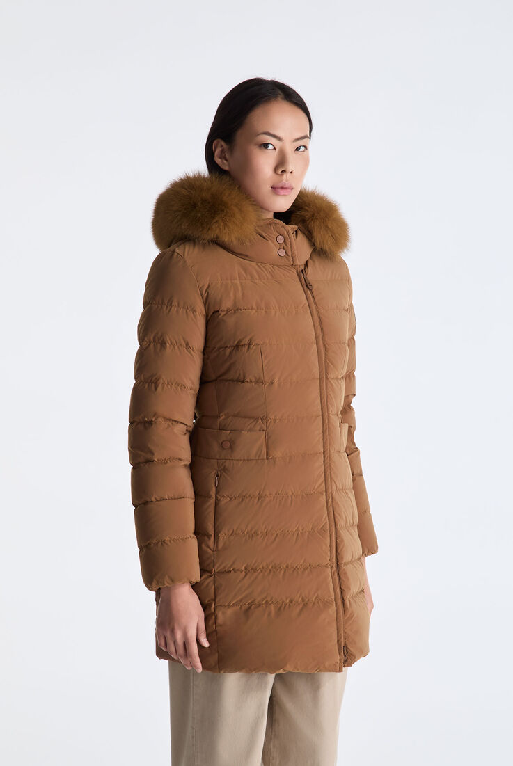 Lange Daunenjacke mit hohem Kragen und Pelzbesatz  Peuterey - medium