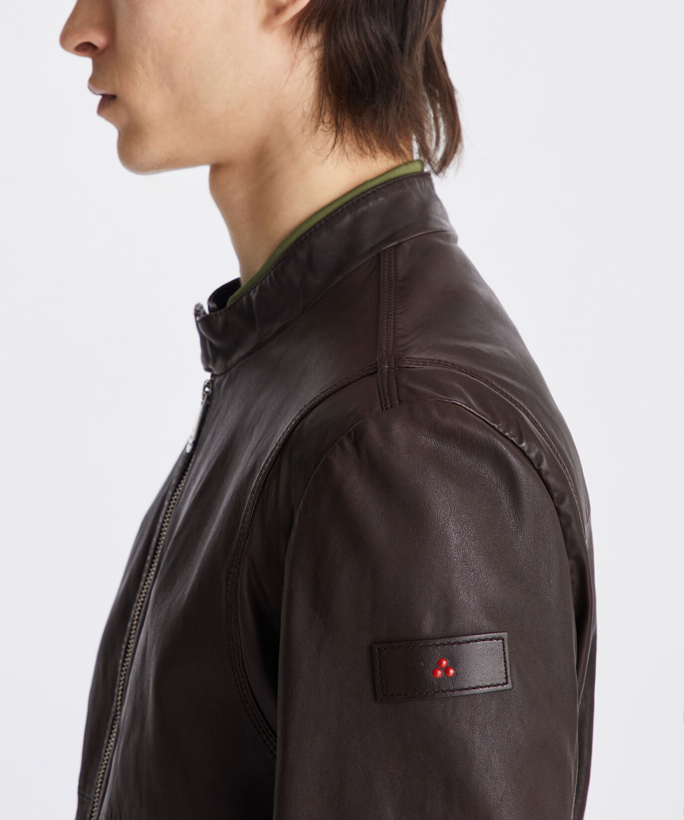 Leather bomber jacket with elastic jersey details  Peuterey - large