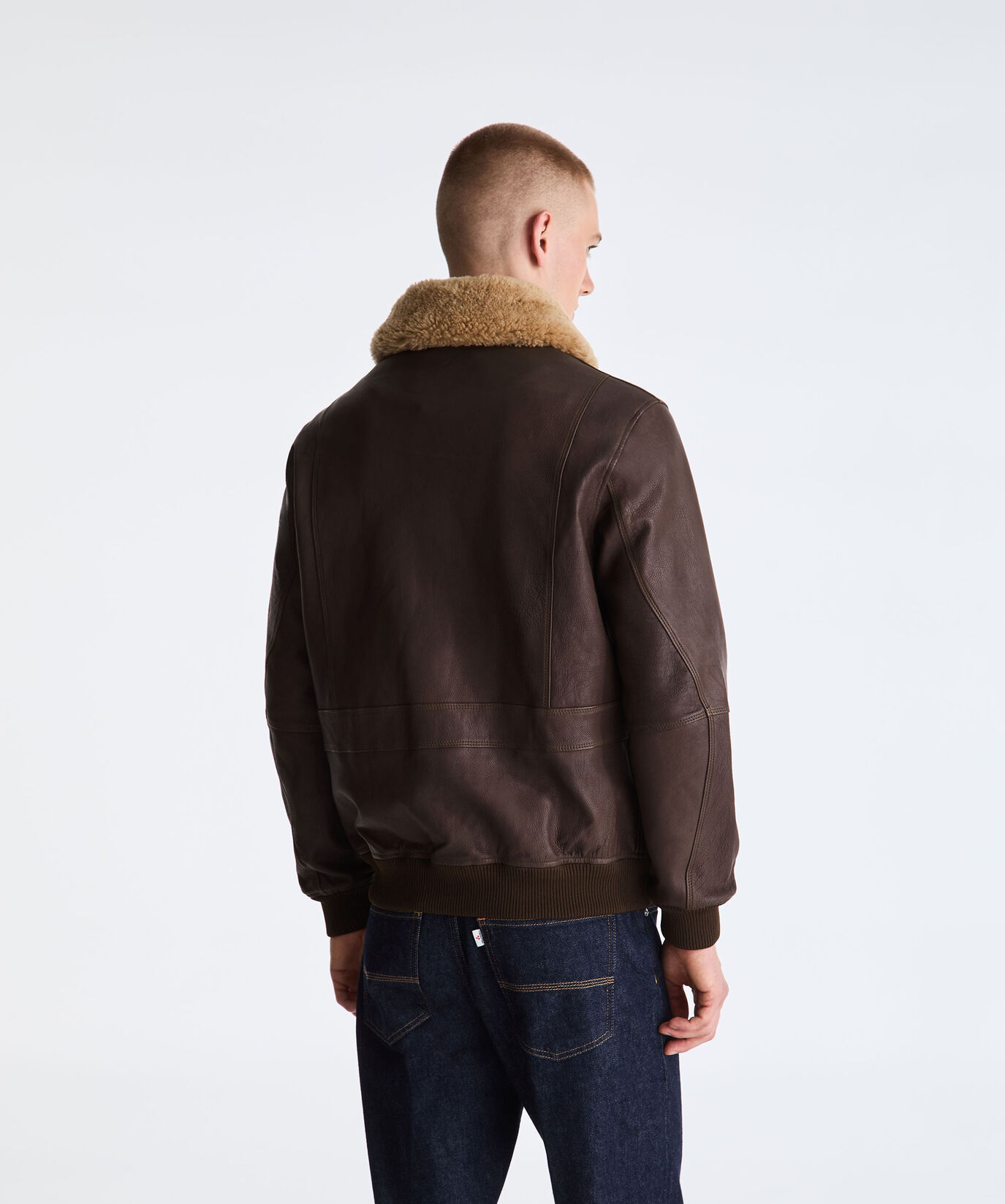 Wool Jersey and Leather Bomber Jacket  Peuterey - large image number 3