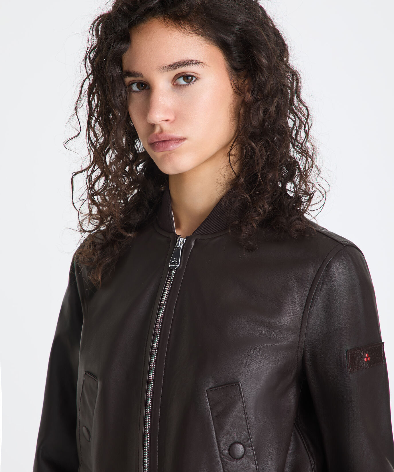 Dyed Nappa leather bomber jacket with knitted details  Peuterey - large