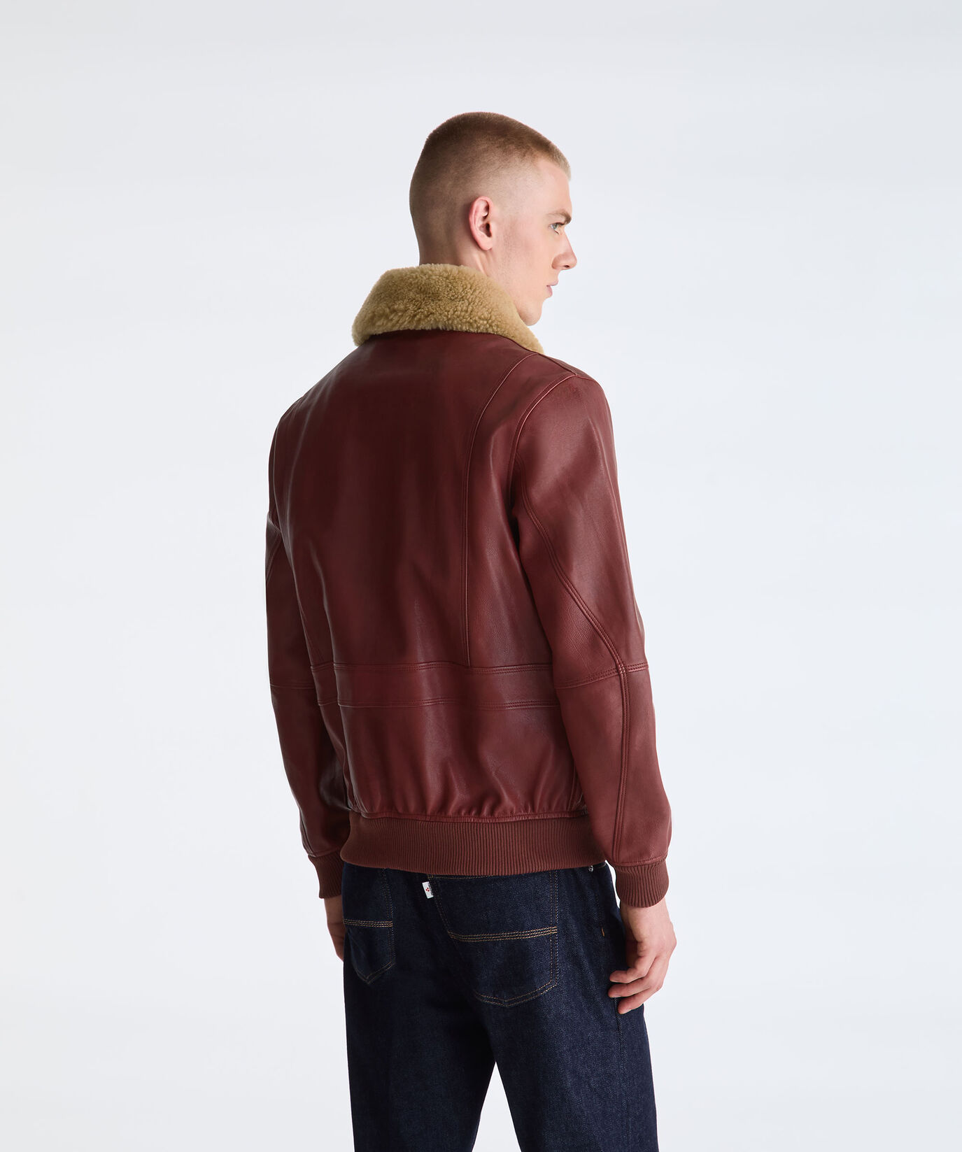 Bomberjacke aus Leder und Wolljersey  Peuterey - large
