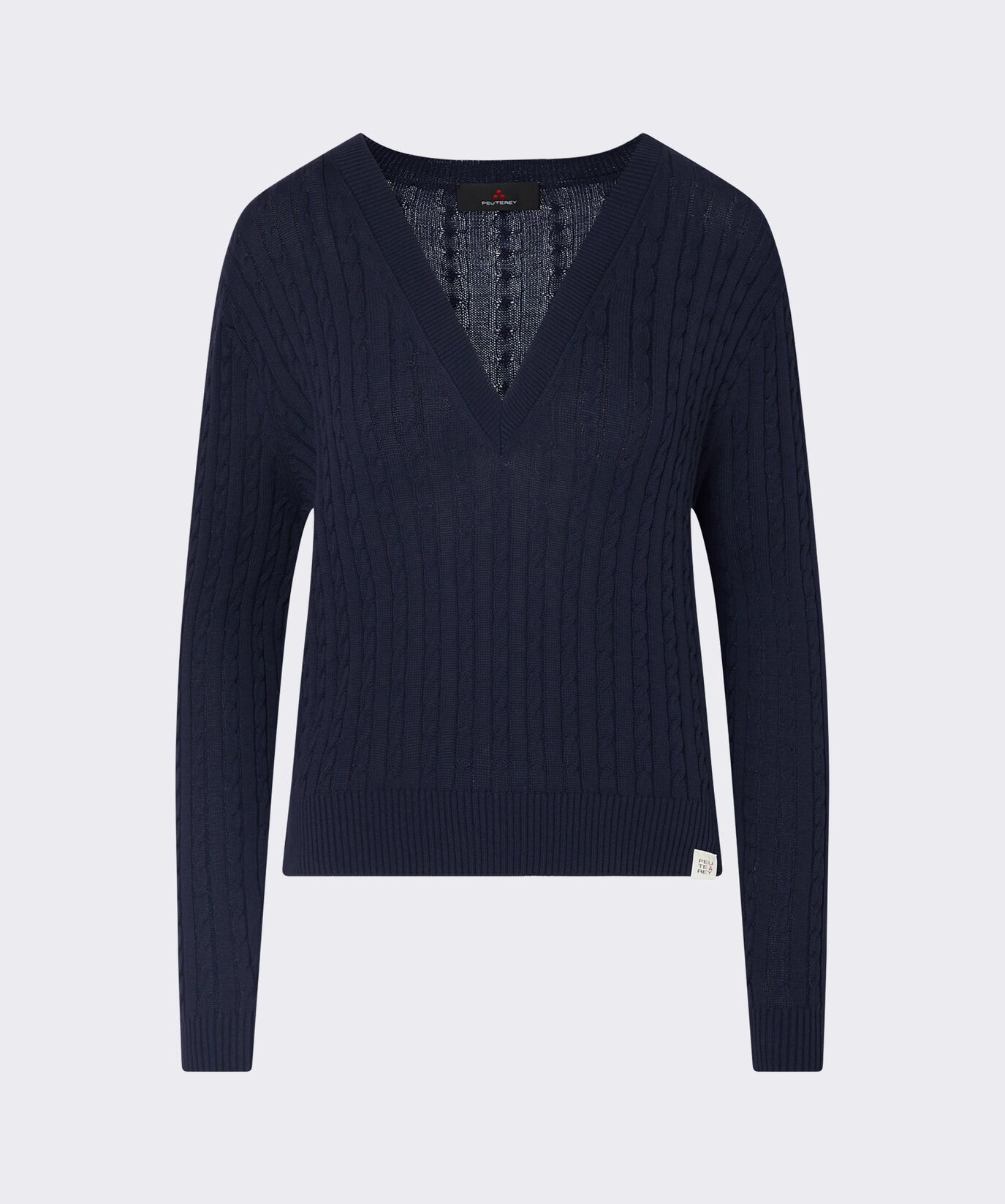 Pull &agrave; torsades avec encolure en V  Peuterey - large
