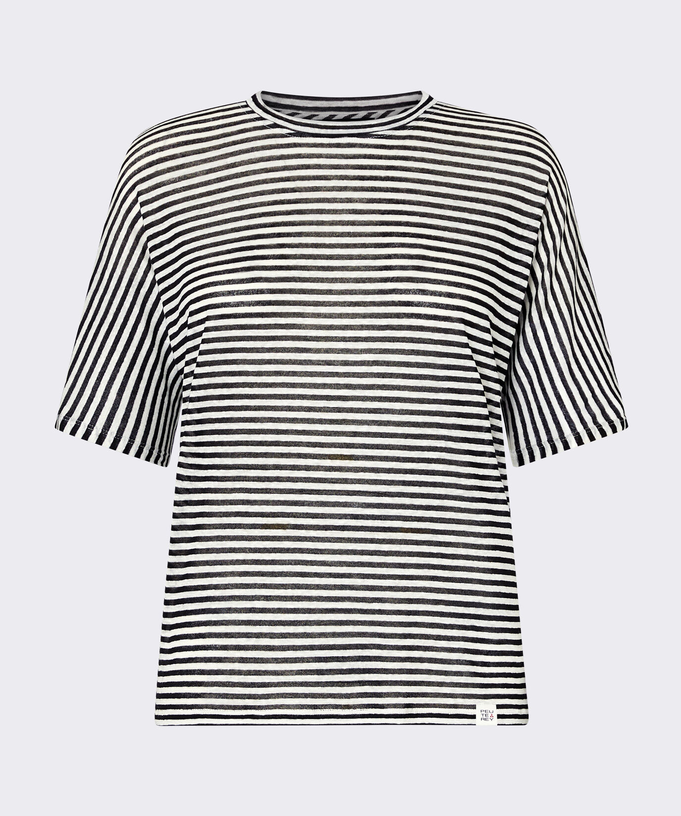 T-shirt ray&eacute; en lin m&eacute;lang&eacute;  Peuterey - large