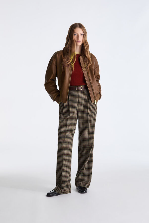 Leather Bomber Jacket with Sheepskin Trim  Peuterey - medium