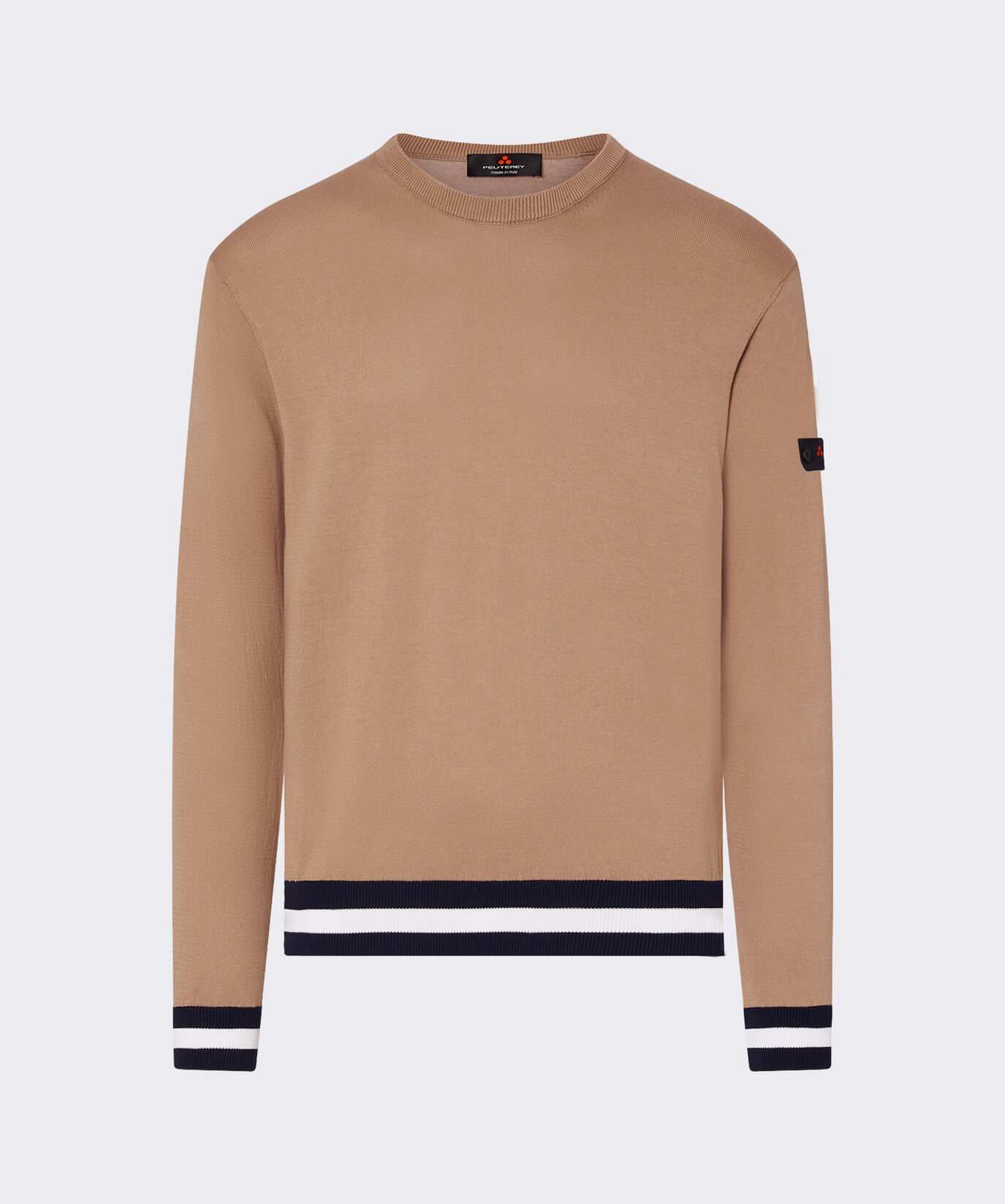 Pull en tricot de coton avec d&eacute;tails contrast&eacute;s  Peuterey - large