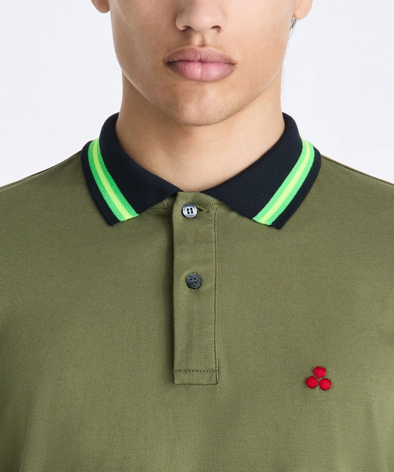 Polo en piqu&eacute; de coton stretch avec d&eacute;tails fluo  Peuterey - large