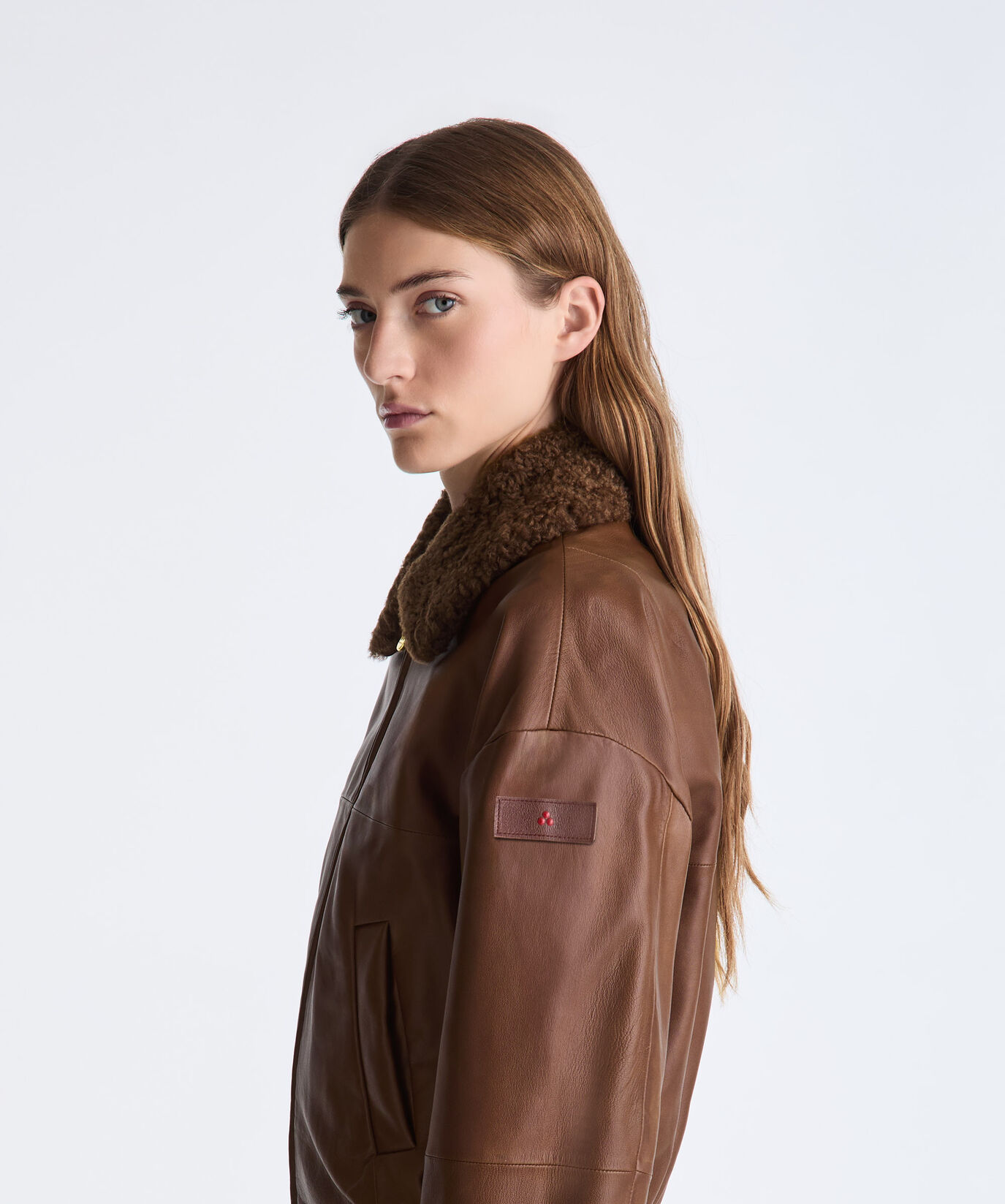 Leather Bomber Jacket with Sheepskin Trim  Peuterey - large