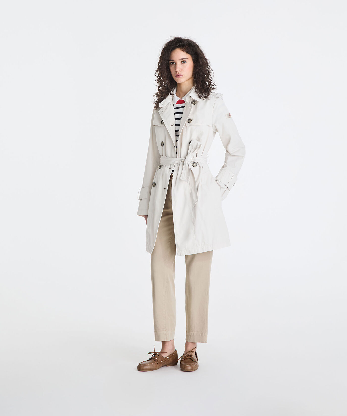 Double-breasted taffeta trench coat with belt  Peuterey - large image number 0