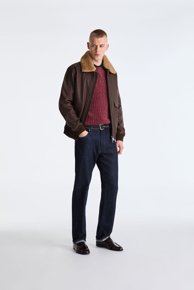 Wool Jersey and Leather Bomber Jacket  Peuterey - medium