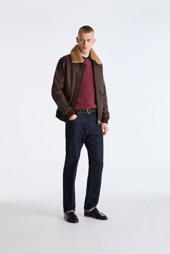 Wool Jersey and Leather Bomber Jacket  Peuterey - medium